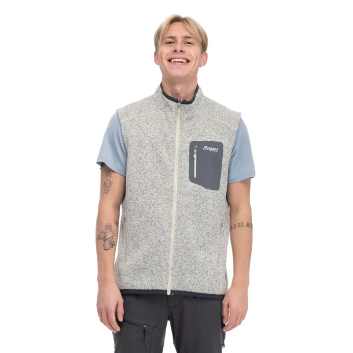 Men Bergans Of Norway Vests Kamphaug Knitted Vest Chalk Sand