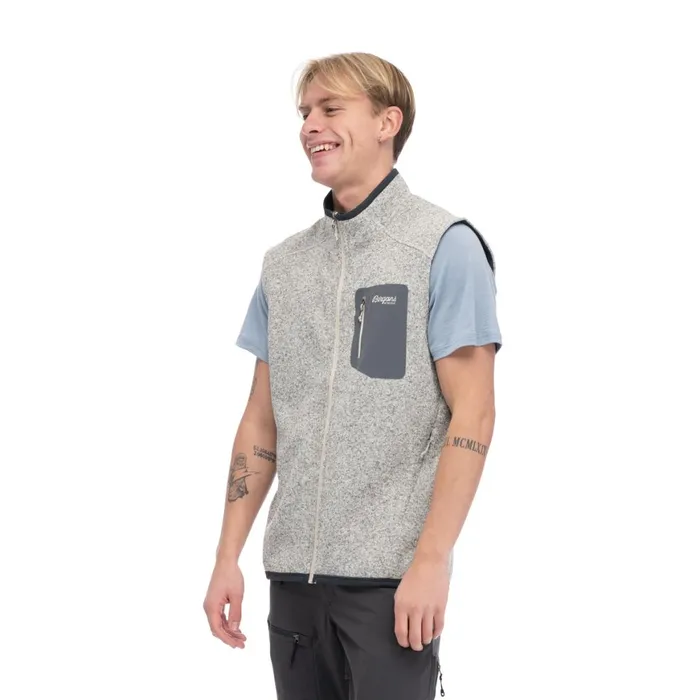 Men Bergans Of Norway Vests Kamphaug Knitted Vest Chalk Sand