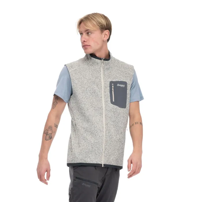 Men Bergans Of Norway Vests Kamphaug Knitted Vest Chalk Sand