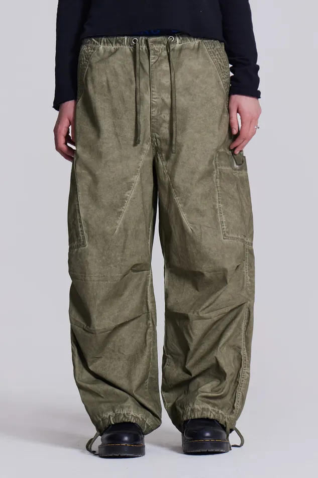 Men Bestsellers Jaded London Shop Khaki Oil Wash Parachute Pants