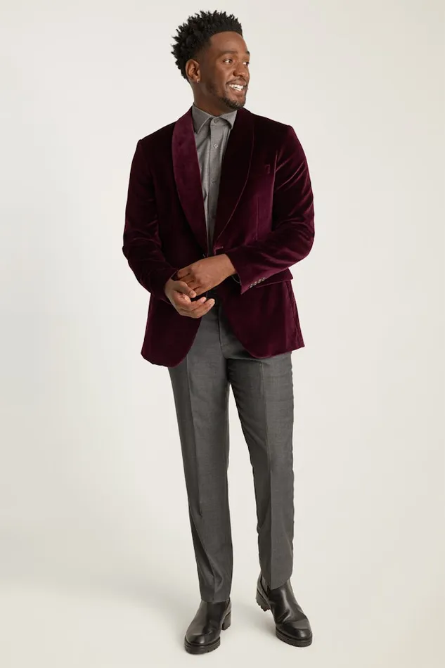 Men Bonobos Blazers and Sport Coats Jetsetter Italian Velvet Blazer Cabernet