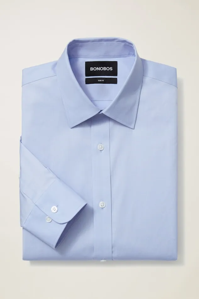 Men Bonobos Business Casual Shirts Easy WrinkleResistant Bonobos Weekday Warrior Dress Shirt Blue Serenity