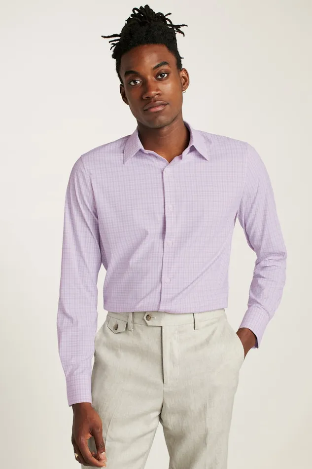 Men Bonobos Business Casual Shirts Tech Button Down Shirt Lilac Pascal Plaid Men Bonobos Business Casual Shirts Tech Button Down Shirt Lilac Pascal Plaid