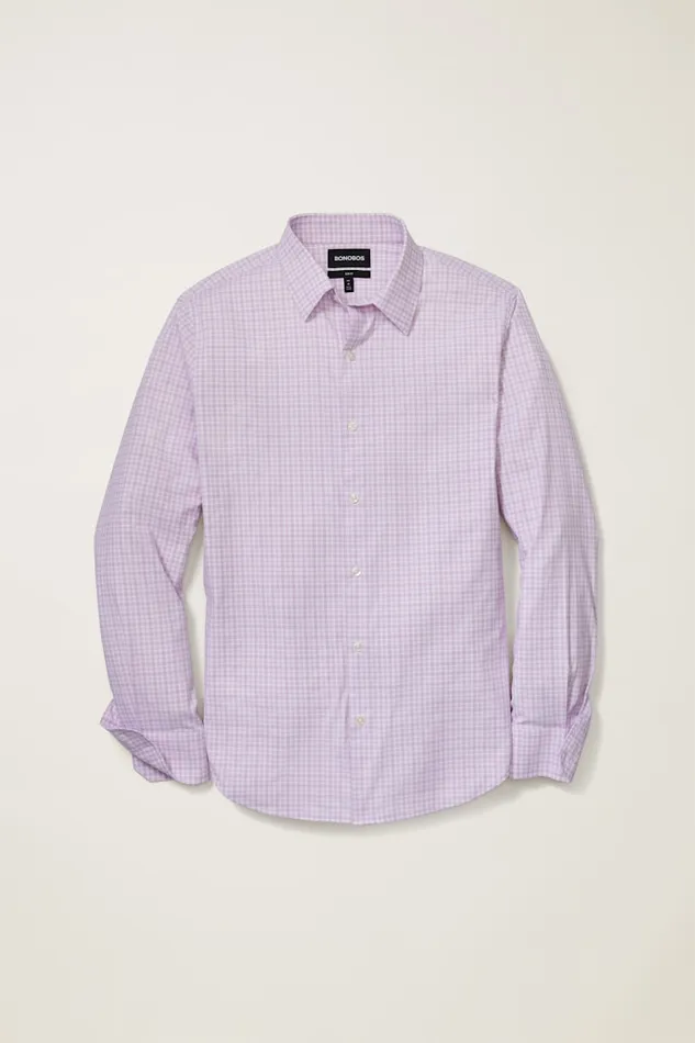 Men Bonobos Business Casual Shirts Tech Button Down Shirt Lilac Pascal Plaid Men Bonobos Business Casual Shirts Tech Button Down Shirt Lilac Pascal Plaid