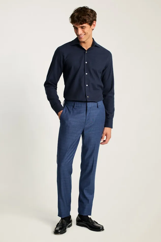 Men Bonobos Casual Shirts Jetsetter Premium Merino Dress Shirt Navy Blue