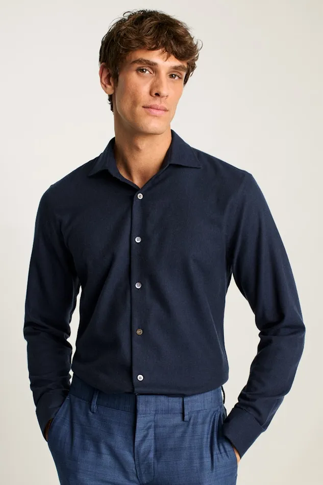 Men Bonobos Casual Shirts Jetsetter Premium Merino Dress Shirt Navy Blue