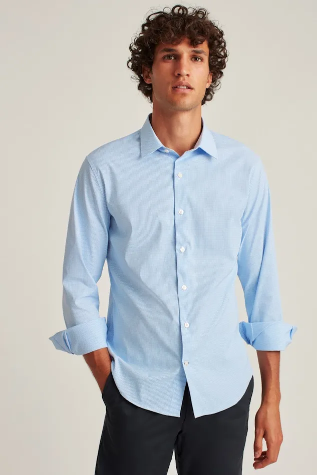 Men Bonobos Casual Shirts Tech Button Down Shirt Blue Bondi Gingham