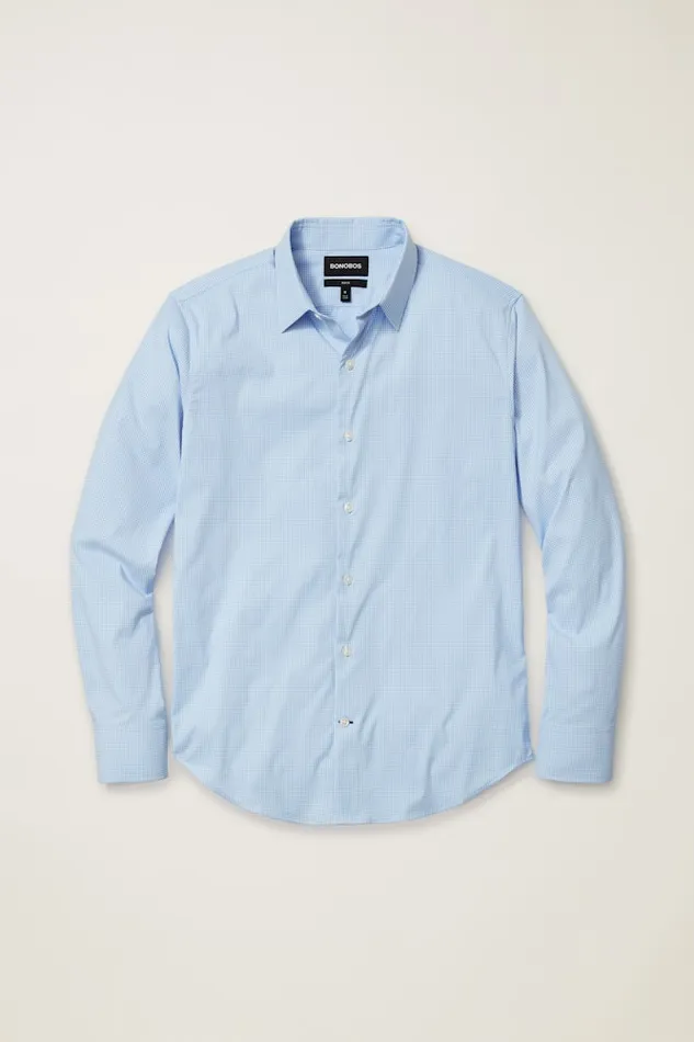 Men Bonobos Casual Shirts Tech Button Down Shirt Blue Bondi Gingham
