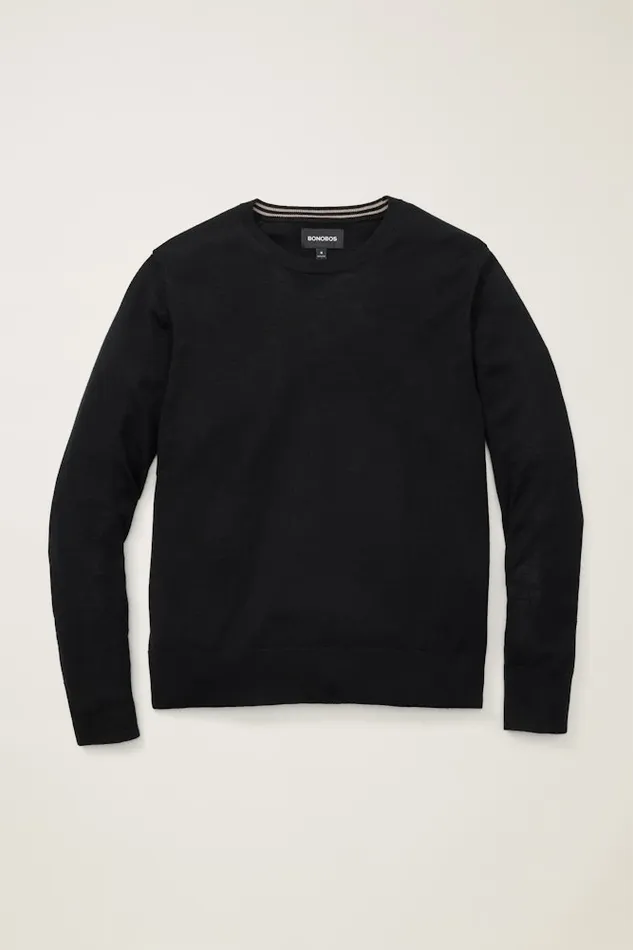 Men Bonobos Crew and VNeck Sweaters Washable Merino Crew Neck Sweater Jet Black