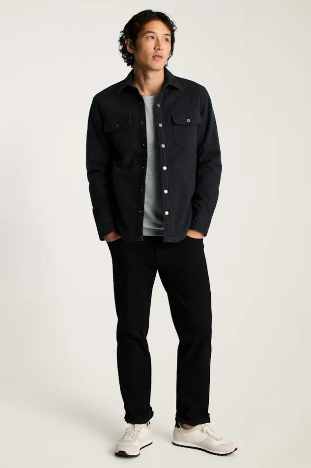 Men Bonobos Flannels and Shirt Jackets Flannel Quilted Jacket Charcoal Herringbone
