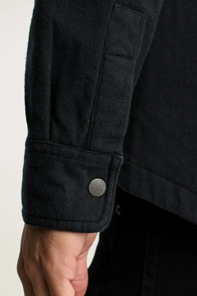 Men Bonobos Flannels and Shirt Jackets Flannel Quilted Jacket Charcoal Herringbone