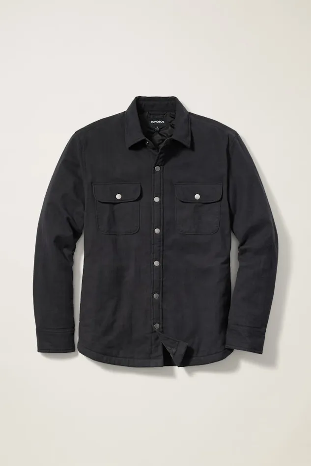 Men Bonobos Flannels and Shirt Jackets Flannel Quilted Jacket Charcoal Herringbone