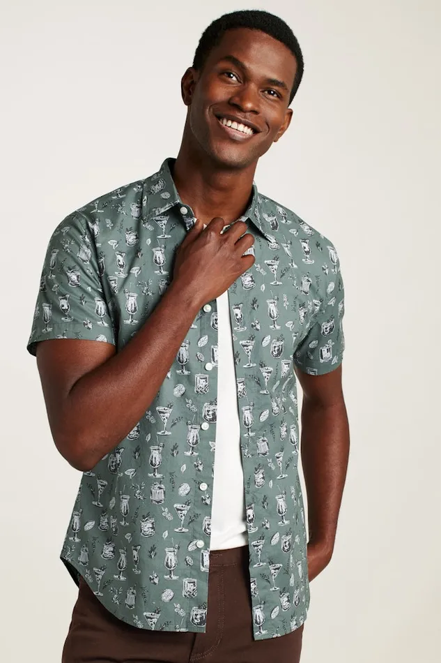 Men Bonobos Short Sleeve Shirts Button Up Your Style With Bonobos039 Riviera Short Sleeve Shirt Green Tiki Bar