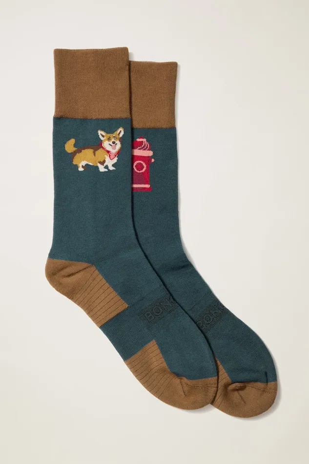 Men Bonobos Socks and Underwear Soft and Comfortable Bonobos Everyday Dress Socks Navy Corgi Bathroom Break