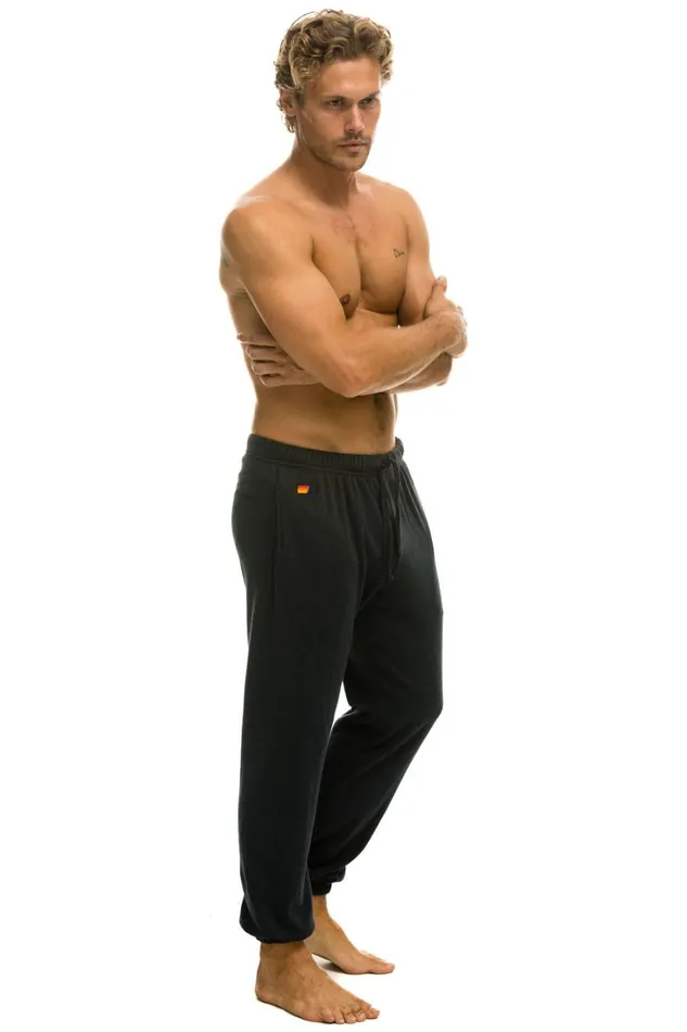 Men Bottoms Aviator Nation 5 STRIPE SWEATPANTS 8211 CHARCOAL BLUE