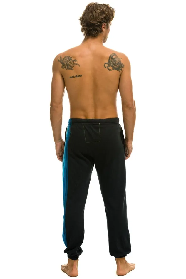 Men Bottoms Aviator Nation 5 STRIPE SWEATPANTS 8211 CHARCOAL BLUE