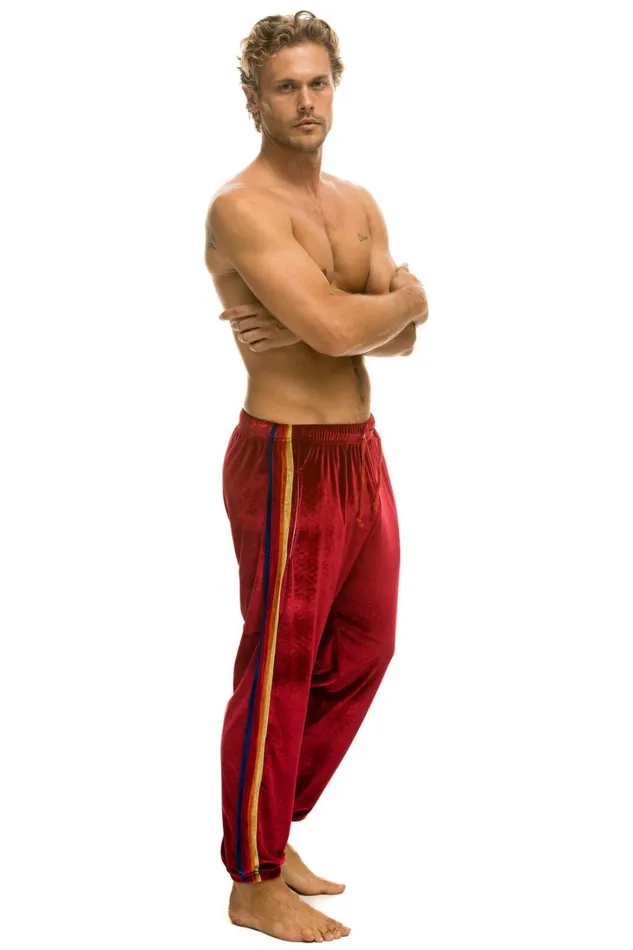 Men Bottoms Aviator Nation CLASSIC VELVET SWEATPANTS 8211 RED