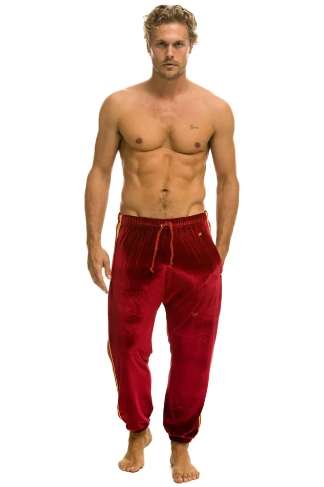 Men Bottoms Aviator Nation CLASSIC VELVET SWEATPANTS 8211 RED Men Bottoms Aviator Nation CLASSIC VELVET SWEATPANTS 8211 RED