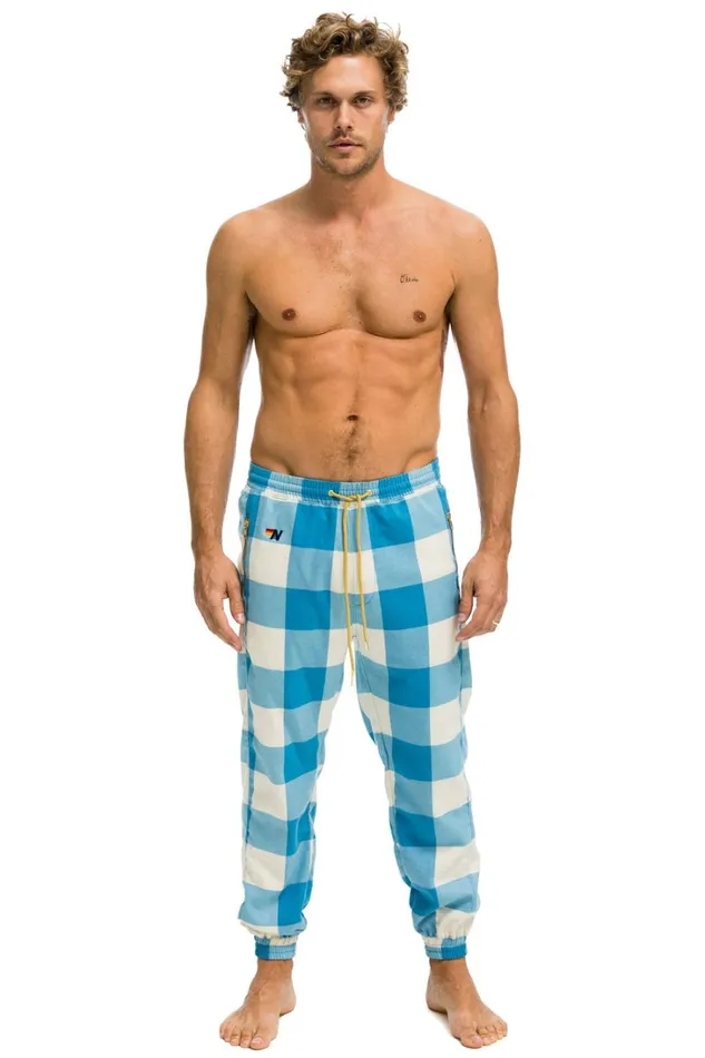 Men Bottoms Aviator Nation MEN039S PLAID LODGE PANT 8211 SKY PLAID