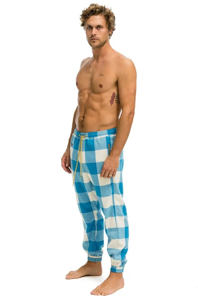 Men Bottoms Aviator Nation MEN039S PLAID LODGE PANT 8211 SKY PLAID