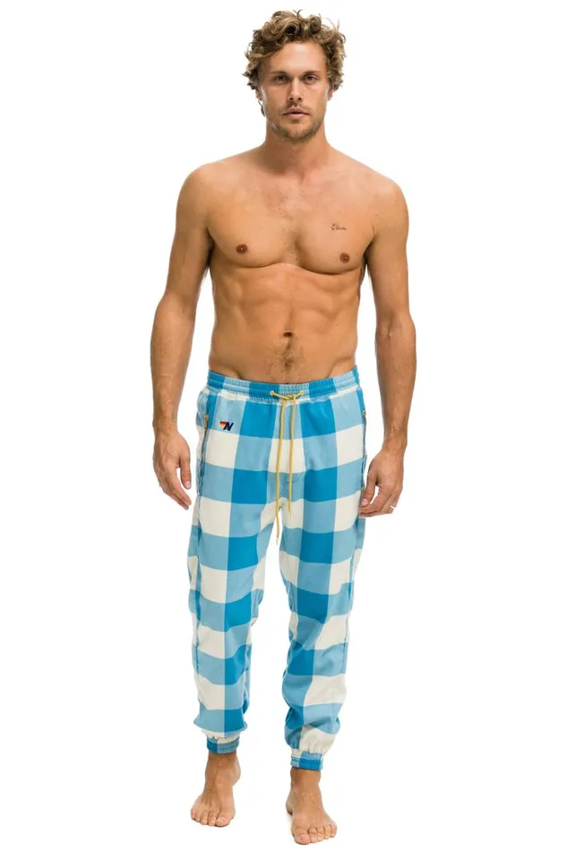 Men Bottoms Aviator Nation MEN039S PLAID LODGE PANT 8211 SKY PLAID