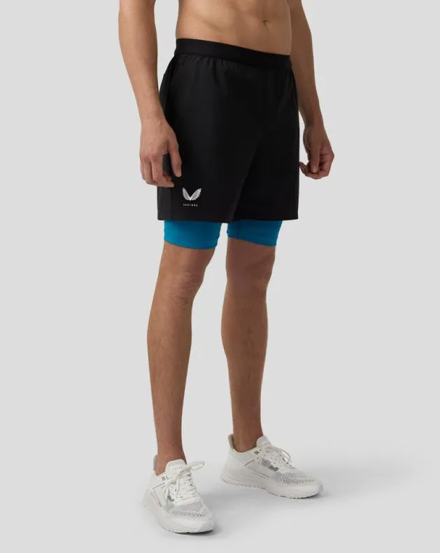 Men Castore Shorts Flow Lightweight 2in1 Shorts 8211 Dark Aqua