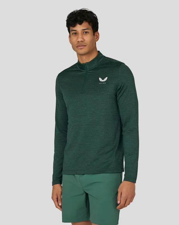 Men Castore Tops Active Marl Quarter Zip 8211 Green