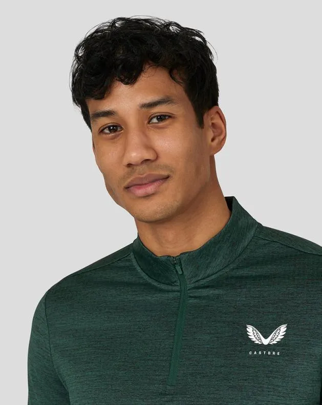 Men Castore Tops Active Marl Quarter Zip 8211 Green