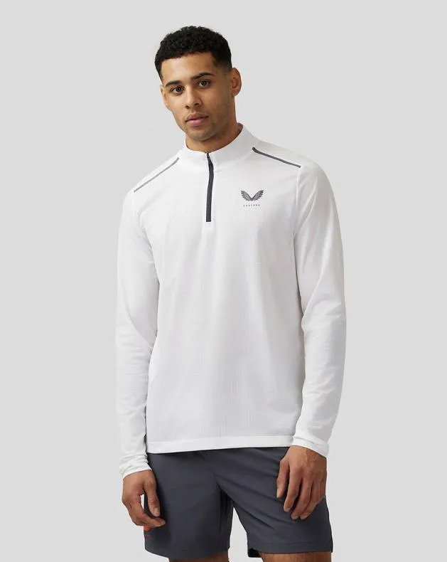 Men Castore Tops Apex Aeromesh Quarter Zip 8211 White