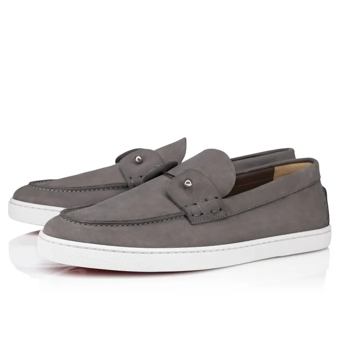 Men Chambeliboat Boat Shoes 8211 Reversed Nubuck Leather 8211 Smoky Christian Louboutin Sneakers