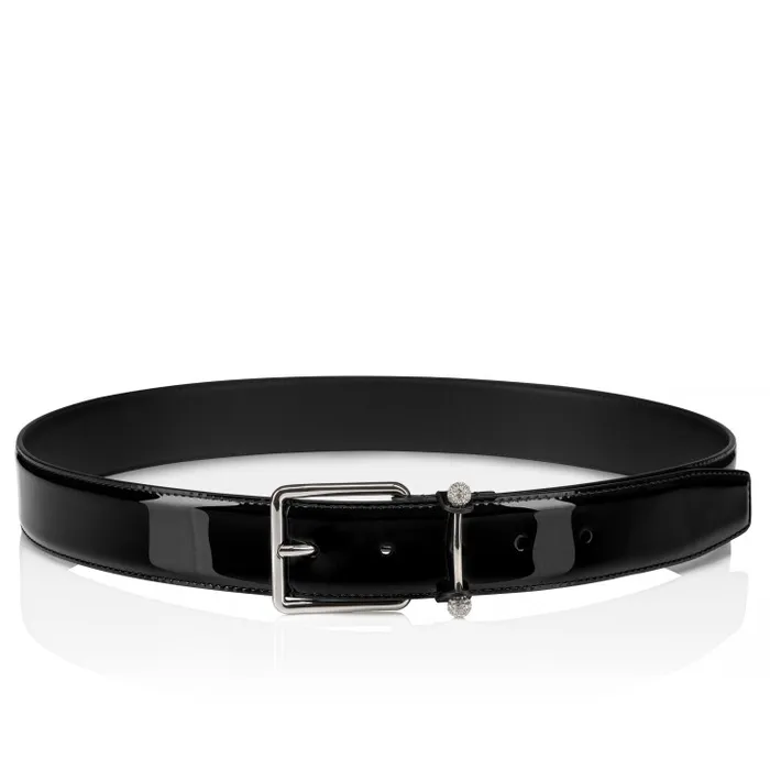 Men Chambeliss Belt 8211 Patent Leather And Night Strass 8211 Black Christian Louboutin Belts