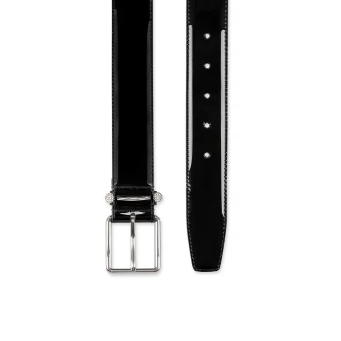 Men Chambeliss Belt 8211 Patent Leather And Night Strass 8211 Black Christian Louboutin Belts