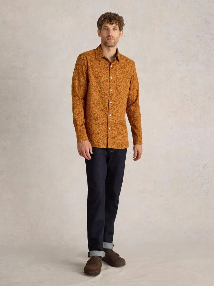 Men Climbing Thorns Printed Shirt Orange Multi White Stuff Shirts