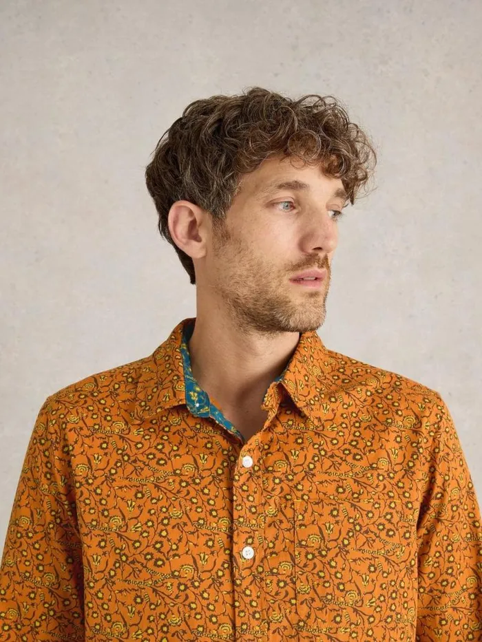 Men Climbing Thorns Printed Shirt Orange Multi White Stuff Shirts Men Climbing Thorns Printed Shirt Orange Multi White Stuff Shirts