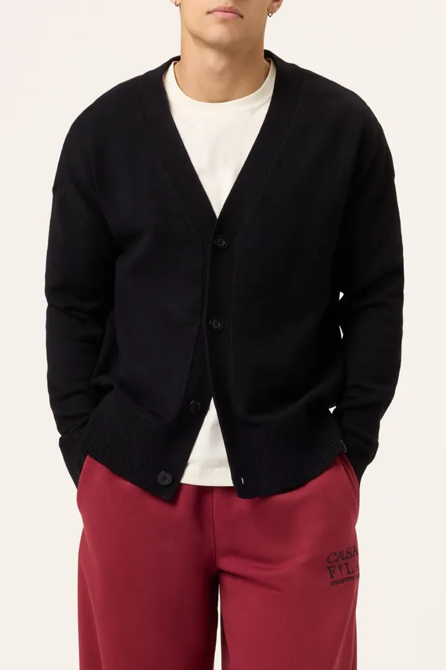 Men Coats and Jackets Fila Baseline Cardigan 001 Black
