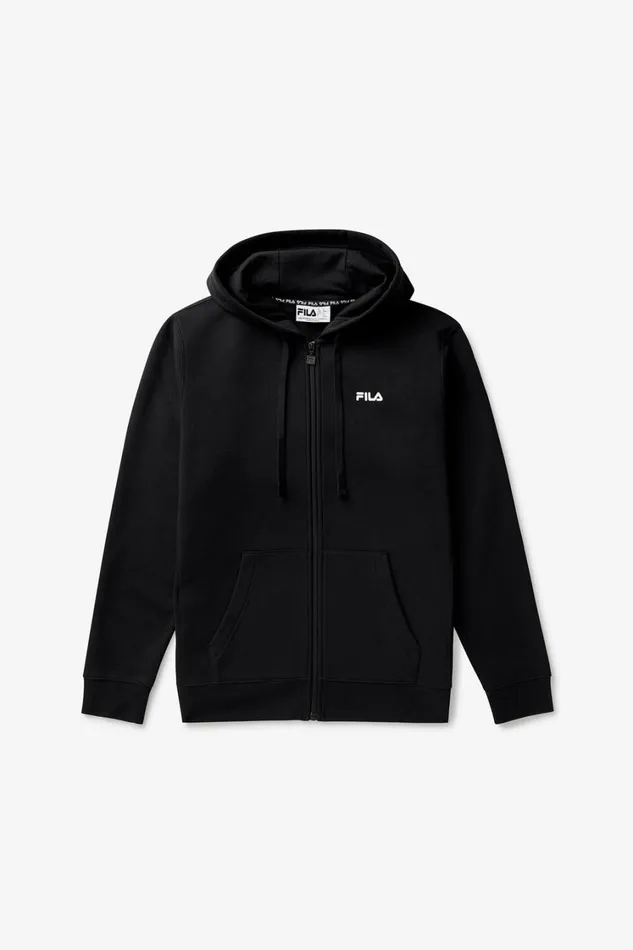 Men Coats and Jackets Fila Sportstyle Linear Logo Fleece Zip Jacket 013 Blackwhite