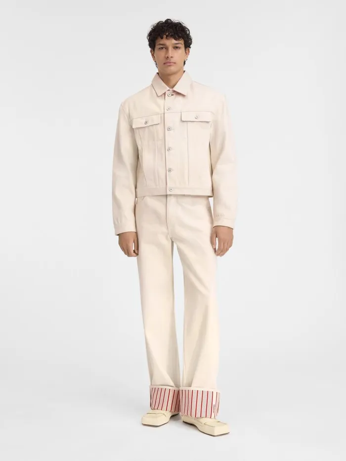 Men Denim JACQUEMUS The Denim DeNmes Jacket Offwhite Red Stripes
