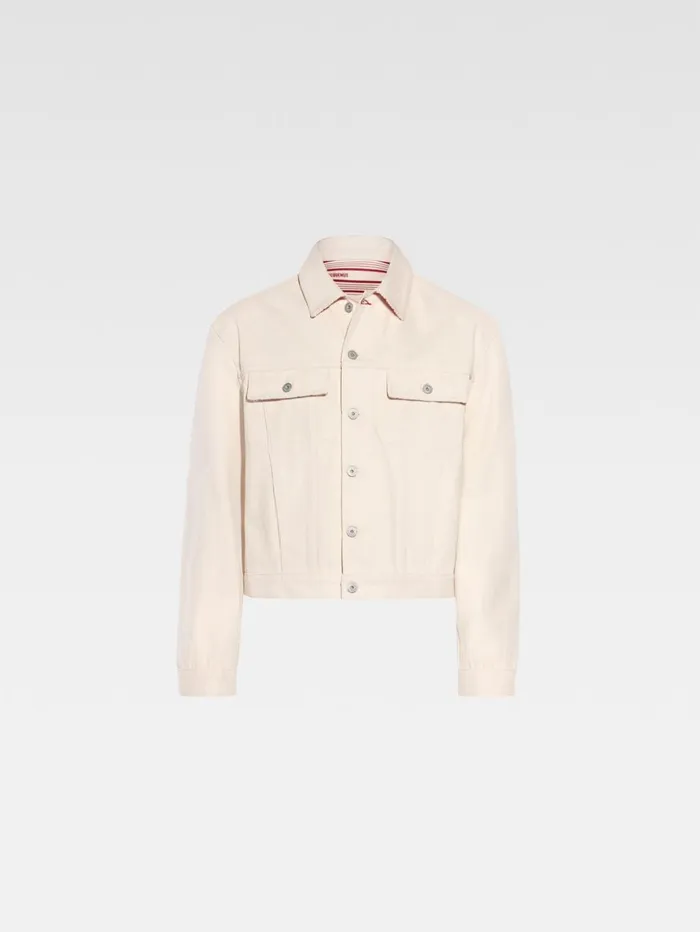 Men Denim JACQUEMUS The Denim DeNmes Jacket Offwhite Red Stripes Men Denim JACQUEMUS The Denim DeNmes Jacket Offwhite Red Stripes