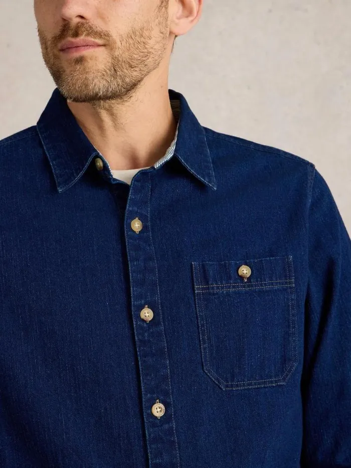 Men Denim Shirt Mid Denim White Stuff Shirts