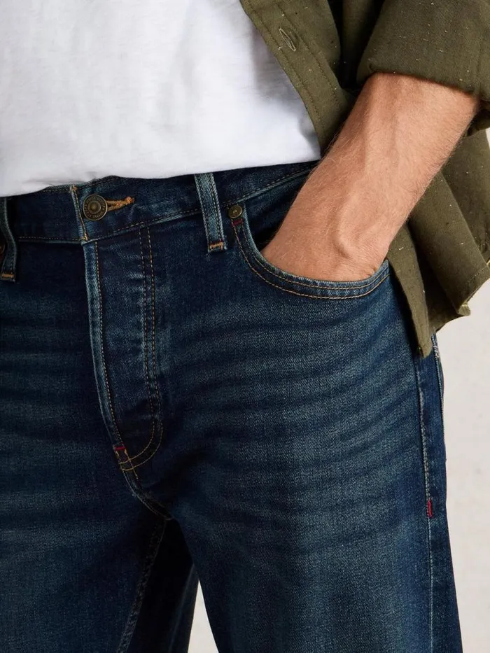 Men Eastwood Straight Jean Zip Fly Dark Blue White Stuff Jeans Men Eastwood Straight Jean Zip Fly Dark Blue White Stuff Jeans