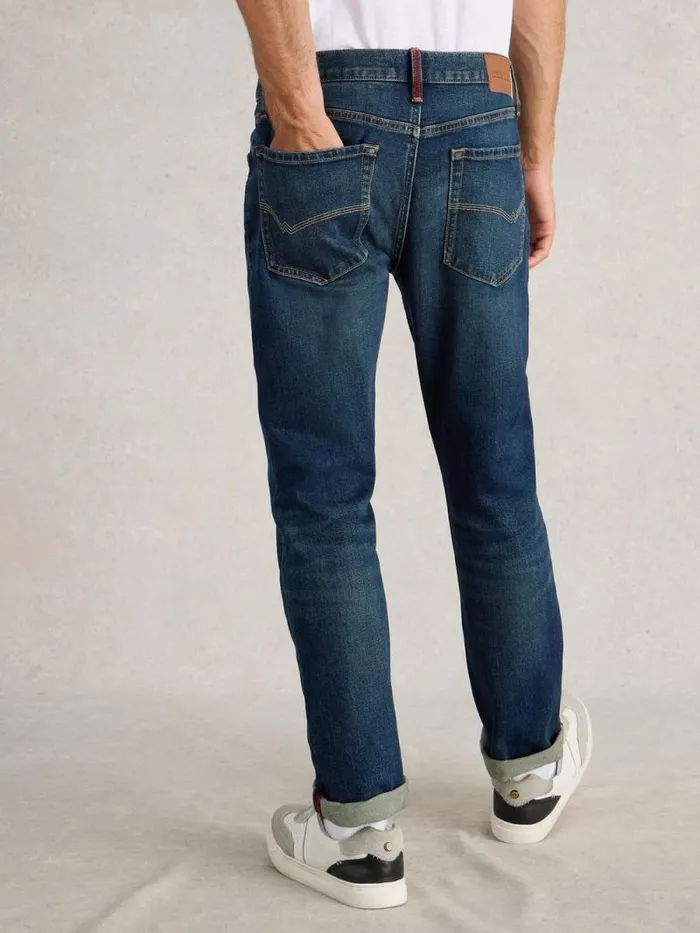 Men Eastwood Straight Jean Zip Fly Dark Blue White Stuff Jeans Men Eastwood Straight Jean Zip Fly Dark Blue White Stuff Jeans