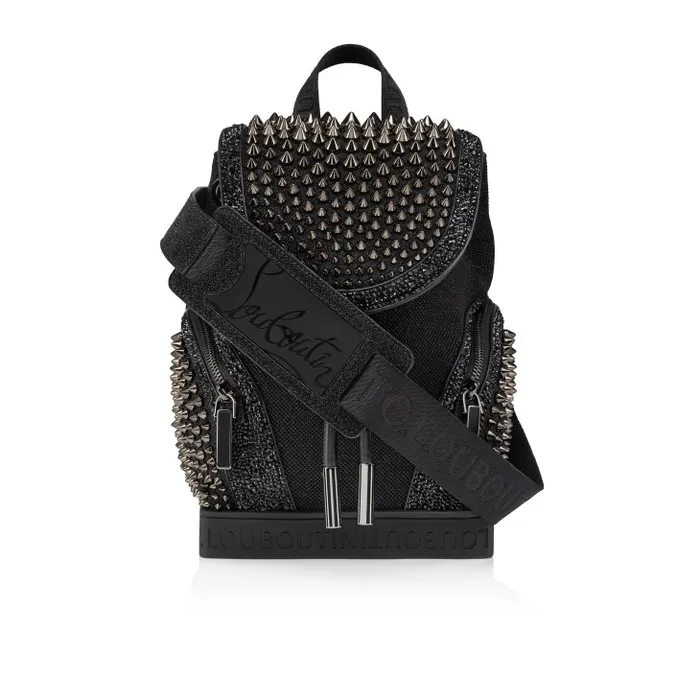 Men Explorafunk Small Backpack 8211 Denim Veau Velours And Spikes Loubinthesky 8211 Black Christian Louboutin Crossbody Bags