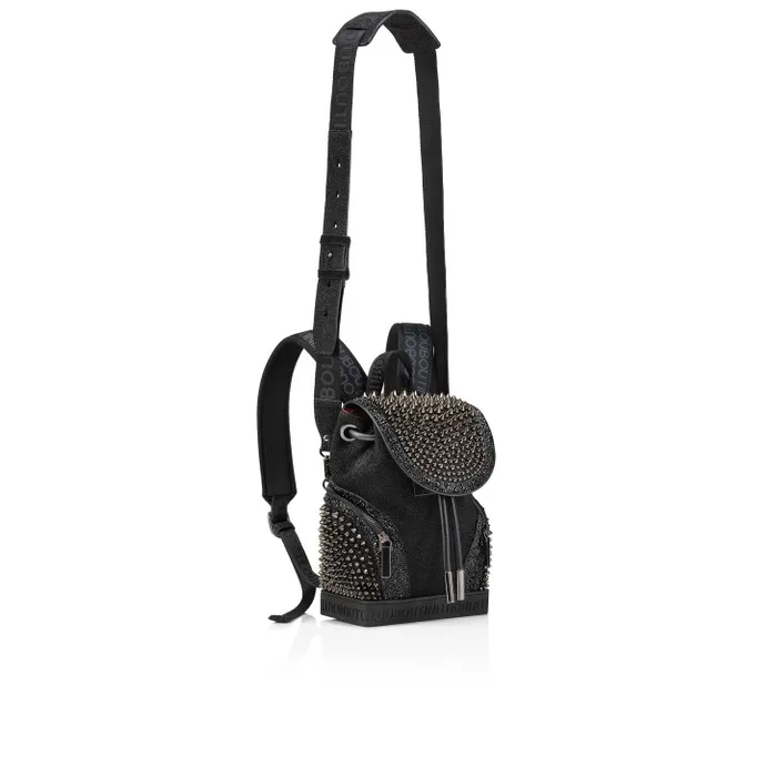 Men Explorafunk Small Backpack 8211 Denim Veau Velours And Spikes Loubinthesky 8211 Black Christian Louboutin Crossbody Bags