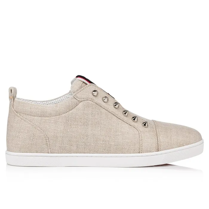 Men FAV Fique A Vontade Slipon Sneakers 8211 Country Linen 8211 Albatre Christian Louboutin Sneakers