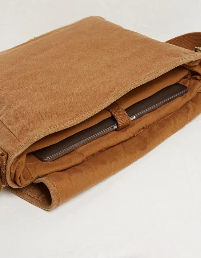 Men FatFace Bags and Wallets Lyndhurst Canvas Messenger Bag Washed Tan