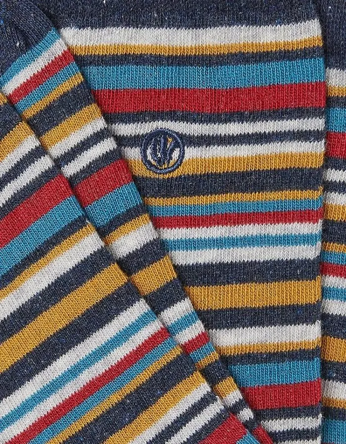 Men FatFace Buy 2 Get 1 Free Socks 1 Pack Max Multi Stripe Socks Navy