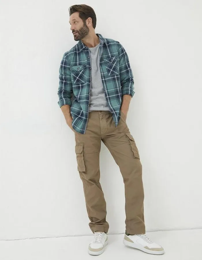 Men FatFace Festival Collection Breakyard Cargo Pants Dark Natural