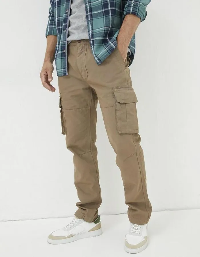Men FatFace Festival Collection Breakyard Cargo Pants Dark Natural