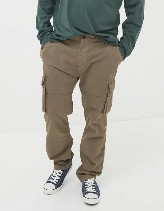 Men FatFace Festival Collection Breakyard Cargo Pants Dark Natural