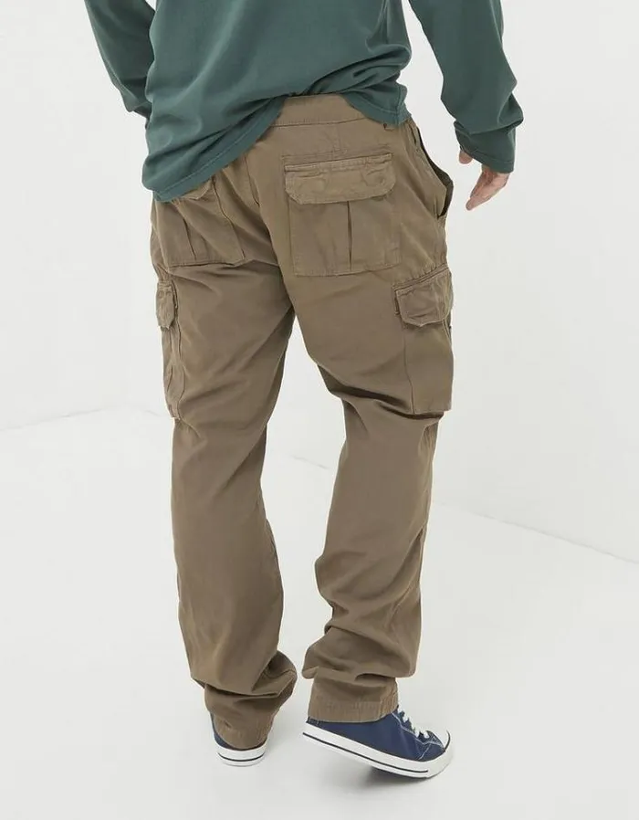 Men FatFace Festival Collection Breakyard Cargo Pants Dark Natural
